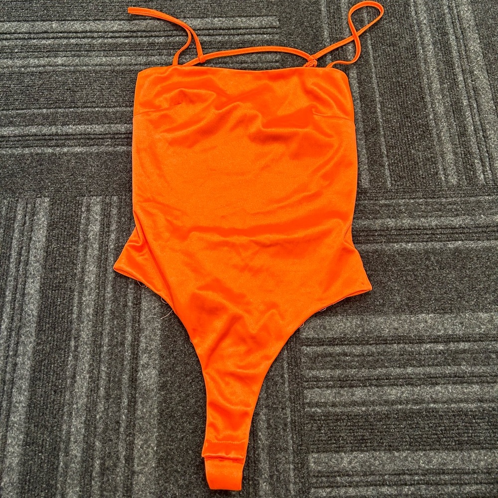 Bright Orange Silky Bodysuit